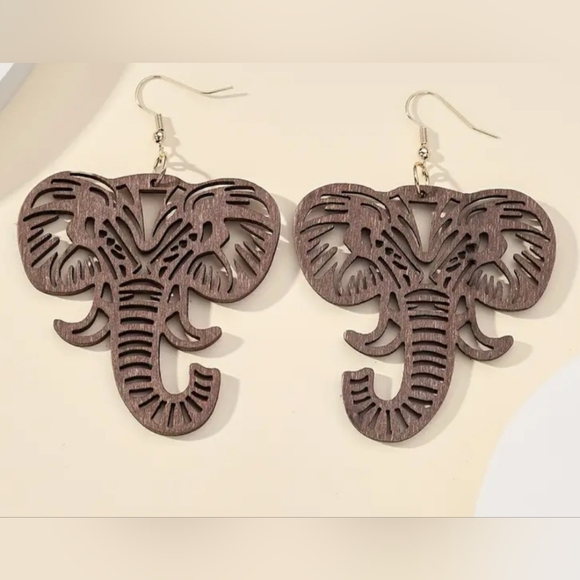 COPY - Bohemian Style Wood Elephant Earrings - Picture 1 of 1